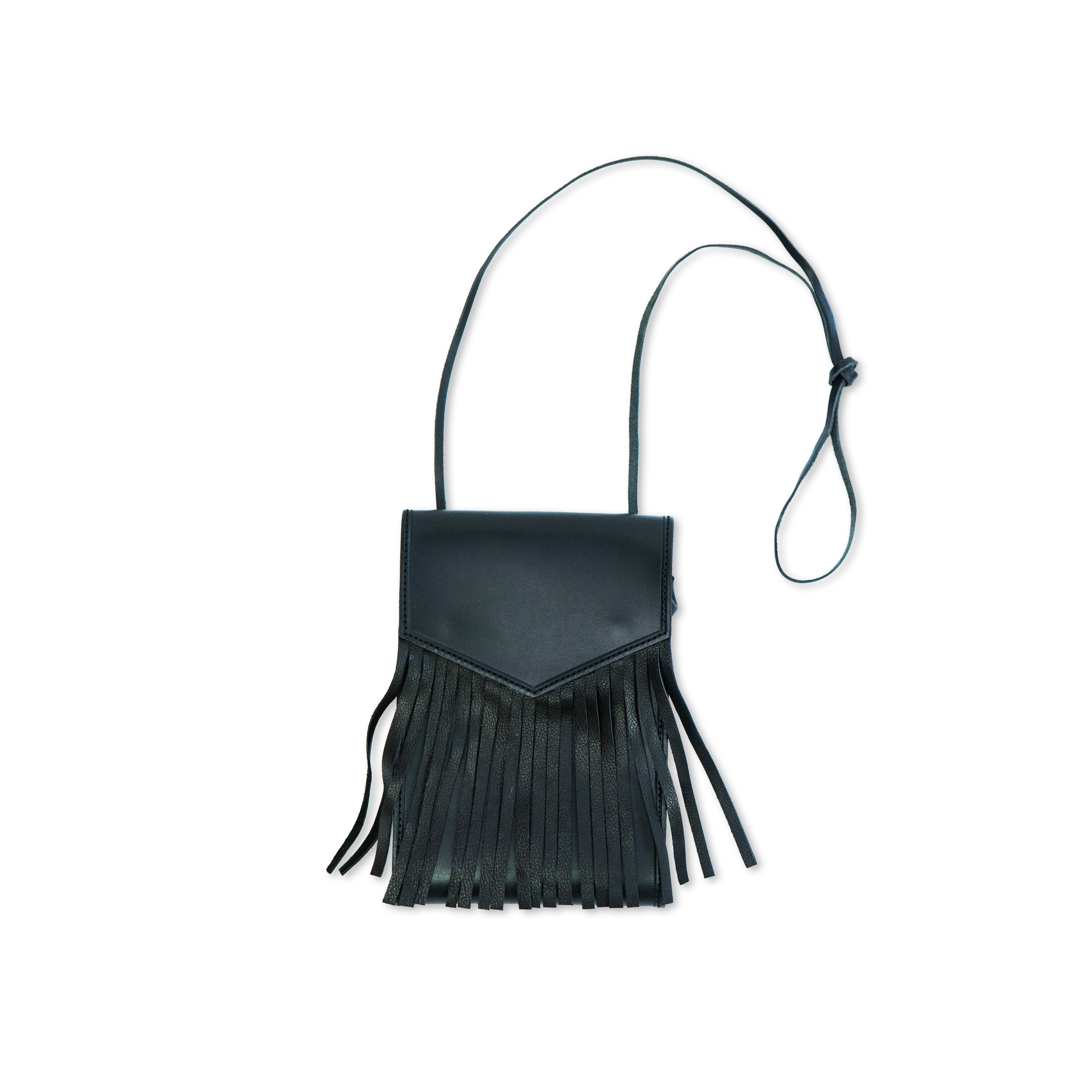 DRESS HIPPY/FRINGE LEATHER SACOCHE (BLACK)