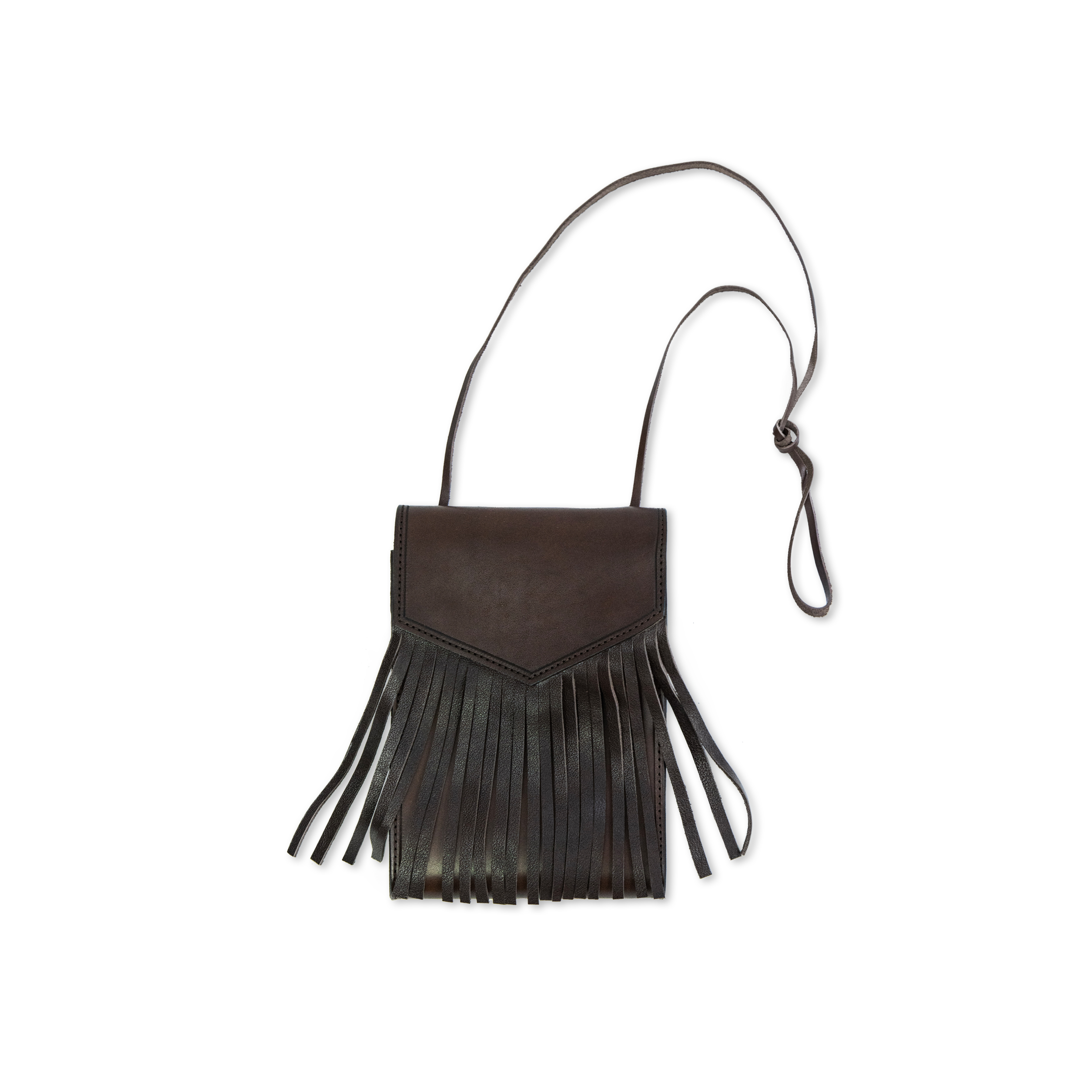 DRESS HIPPY/FRINGE LEATHER SACOCHE (BROWN)