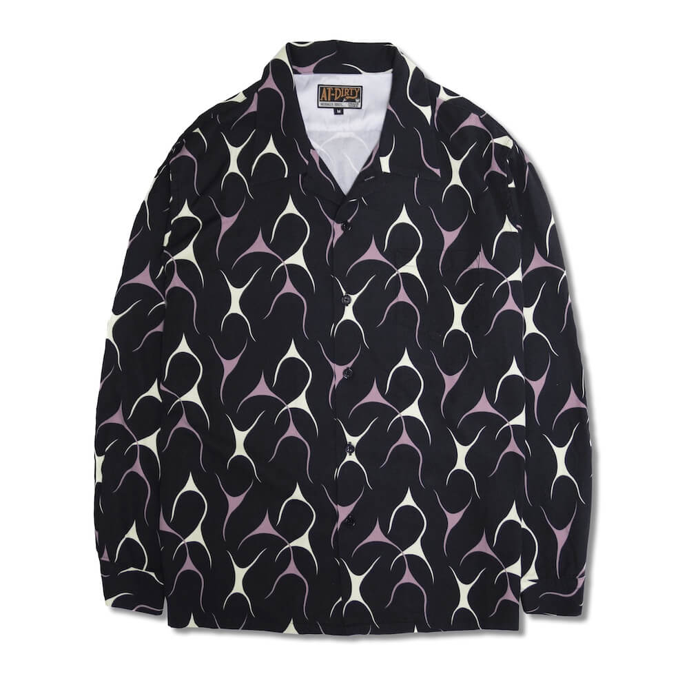 AT-DIRTY/ATD FLAMES L/S SHIRT (BLACK)