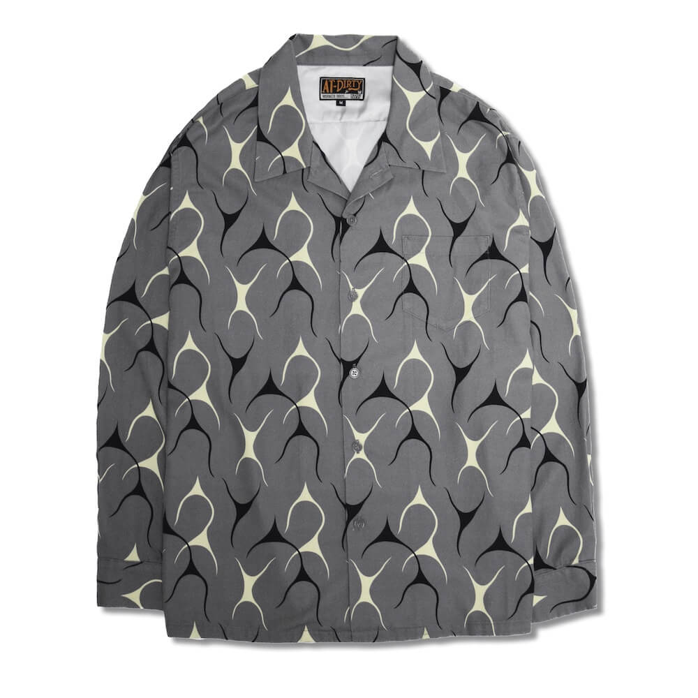 AT-DIRTY/ATD FLAMES L/S SHIRT (GRAY)