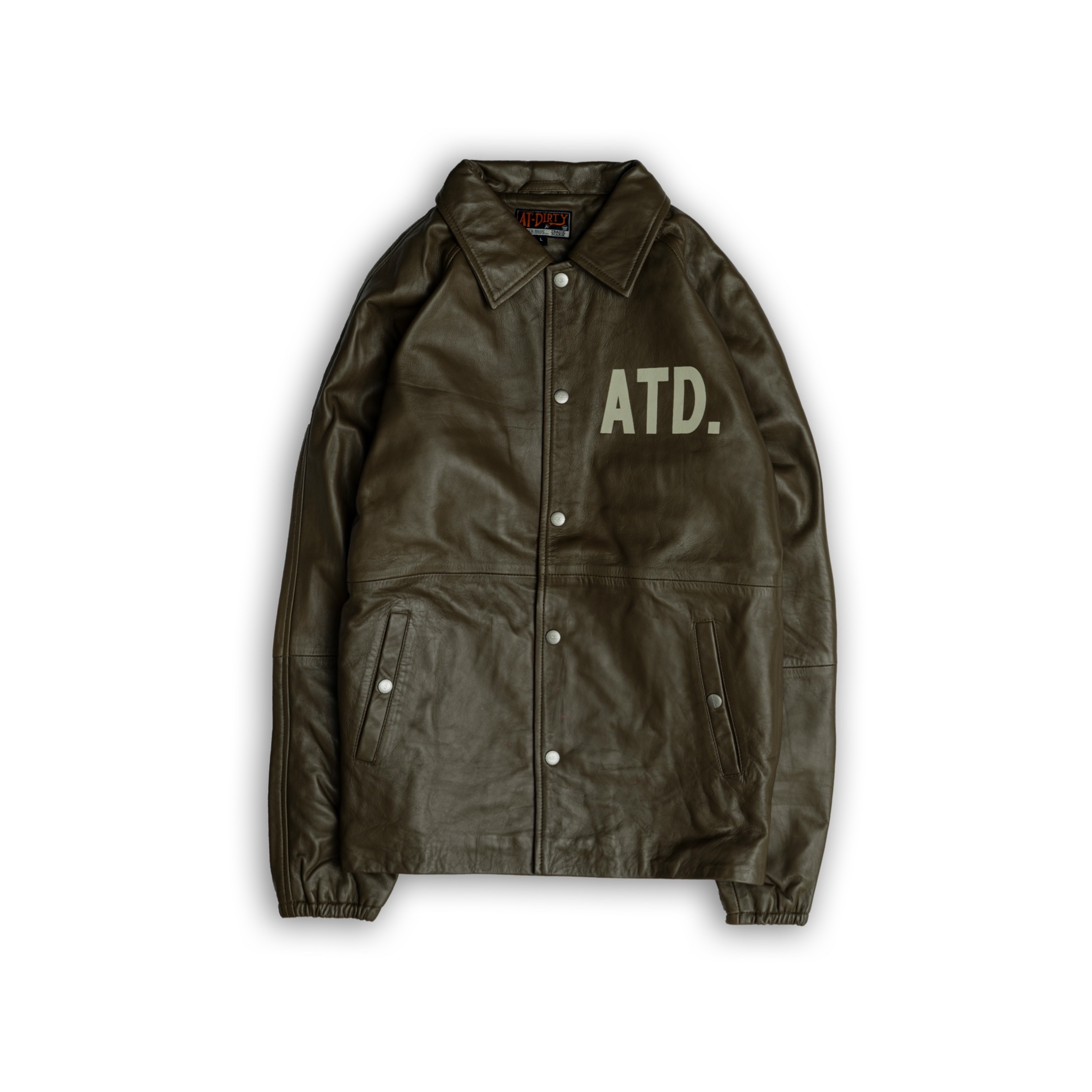 AT-DIRTY/BOLD LEATHER COACH JACKET (BROWN)