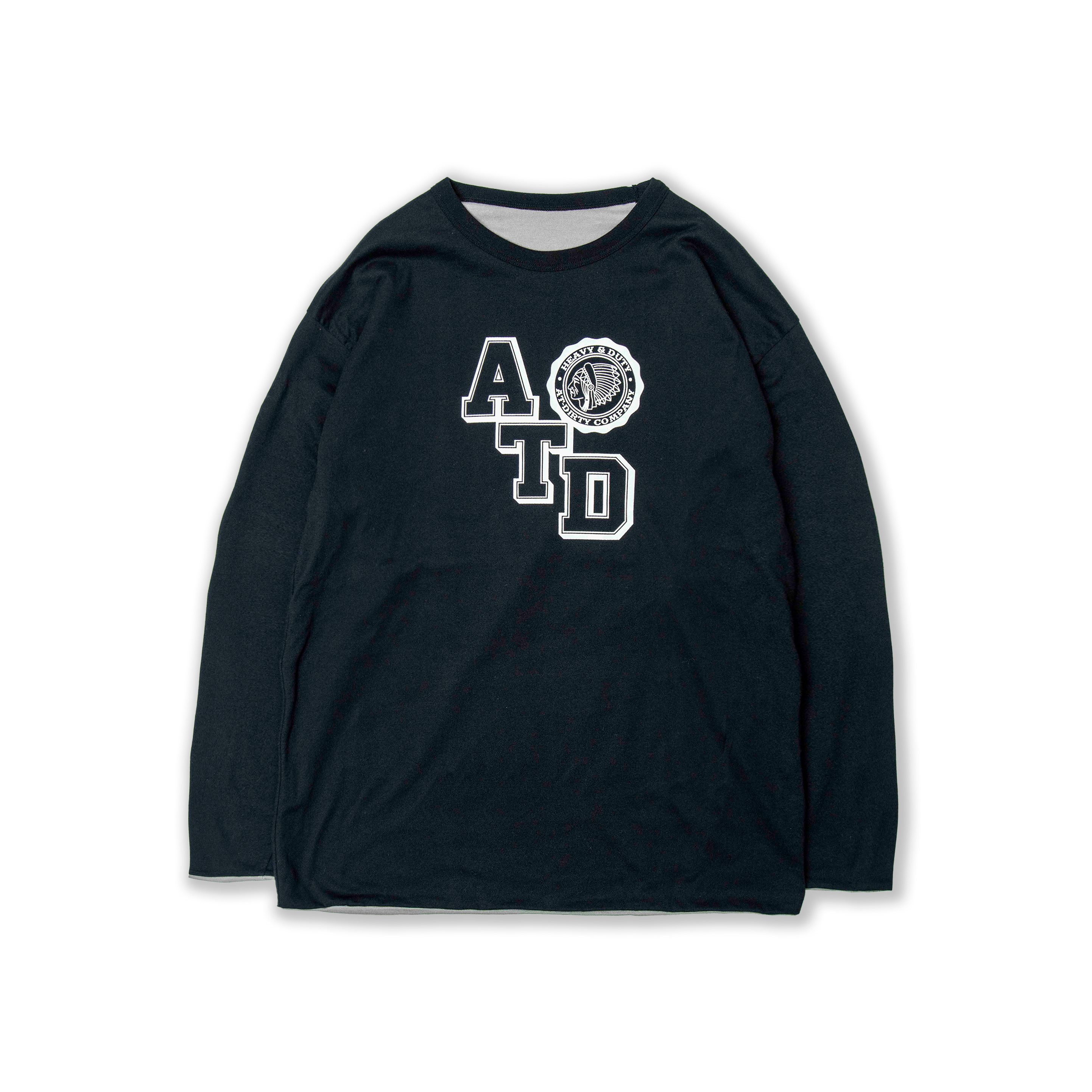 AT-DIRTY/DOUBLE FACE L/S TEE (BLACK×GRAY)