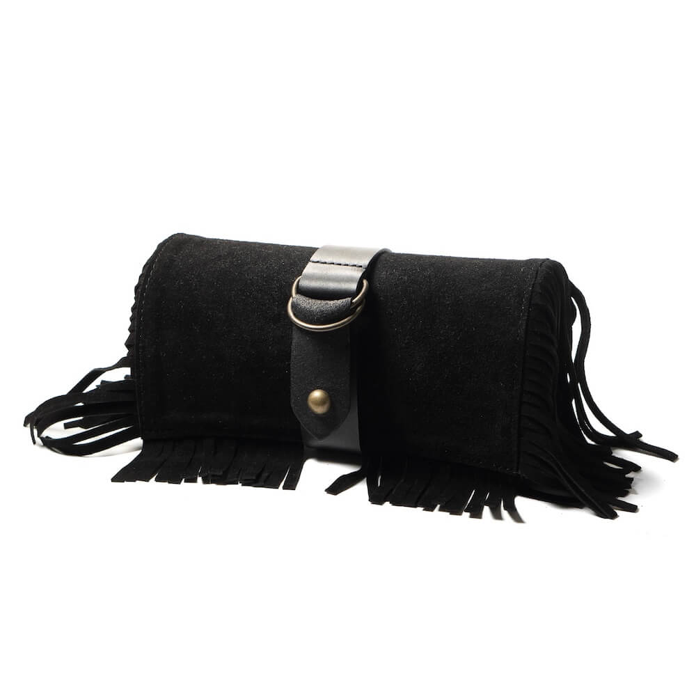 AT-DIRTY/LEATHER FRINGE TOOL BAG (BLACK)