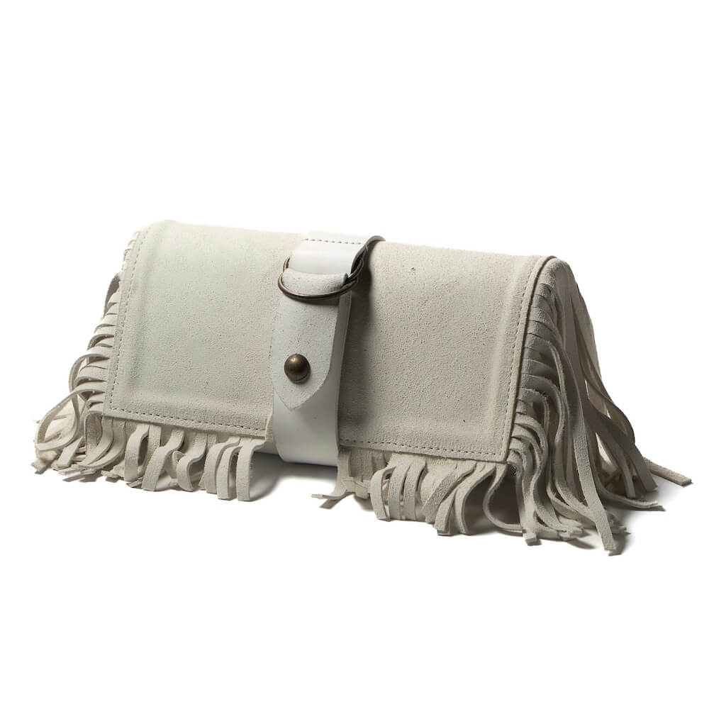 AT-DIRTY/LEATHER FRINGE TOOL BAG (WHITE)