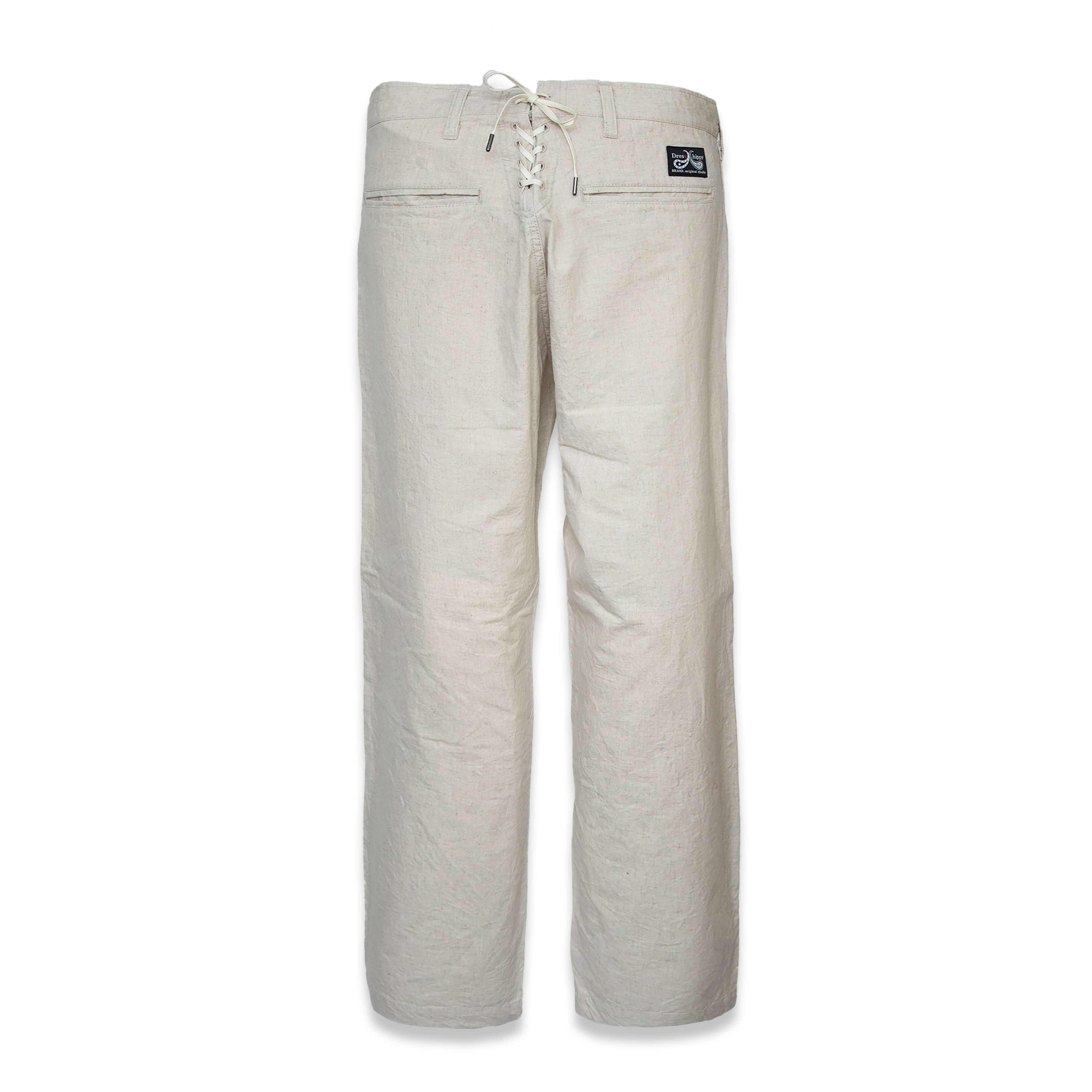 DRESS HIPPY/BACK LACE TROUSERS-LINEN (NATURAL)