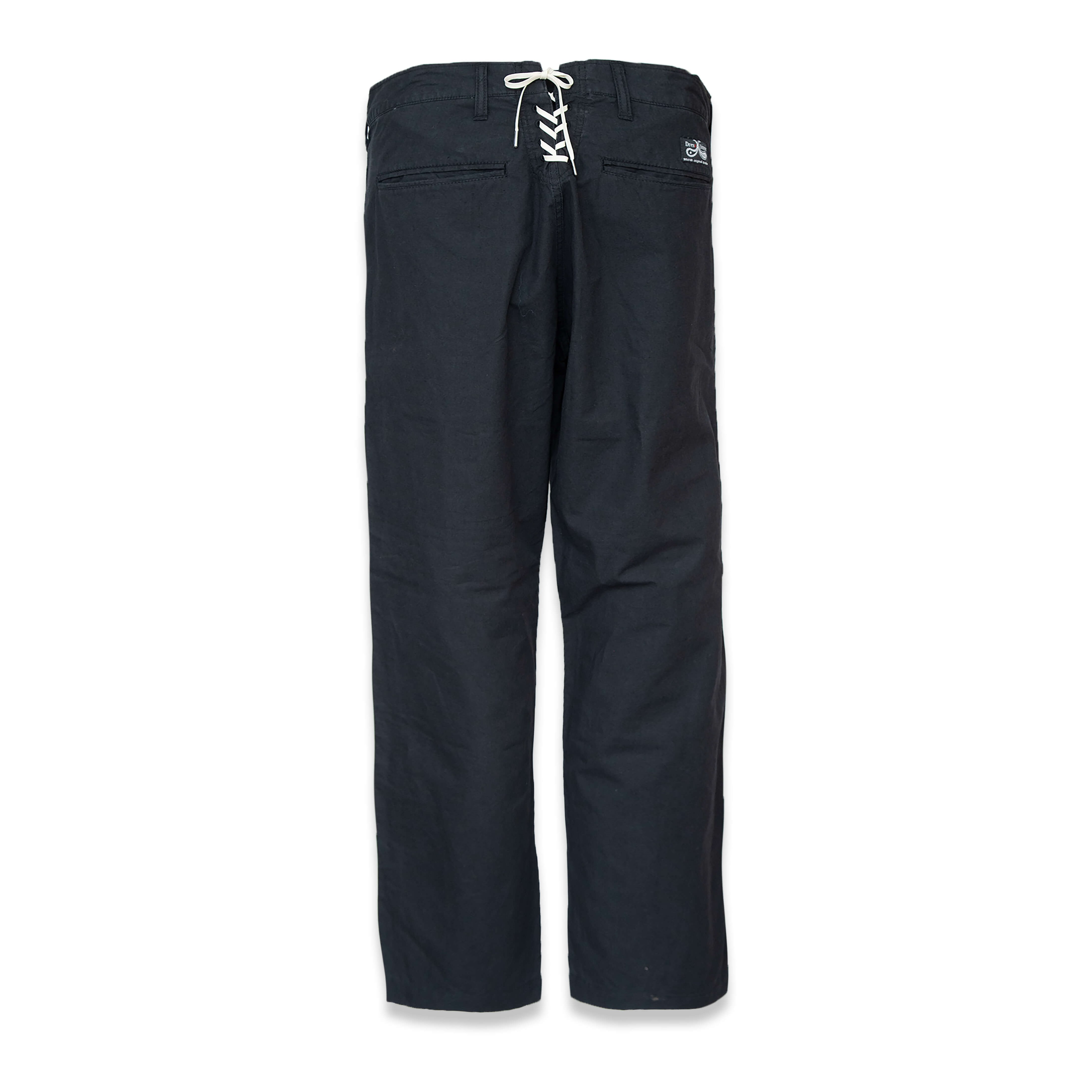 DRESS HIPPY/BACK LACE TROUSERS-LINEN (BLACK)