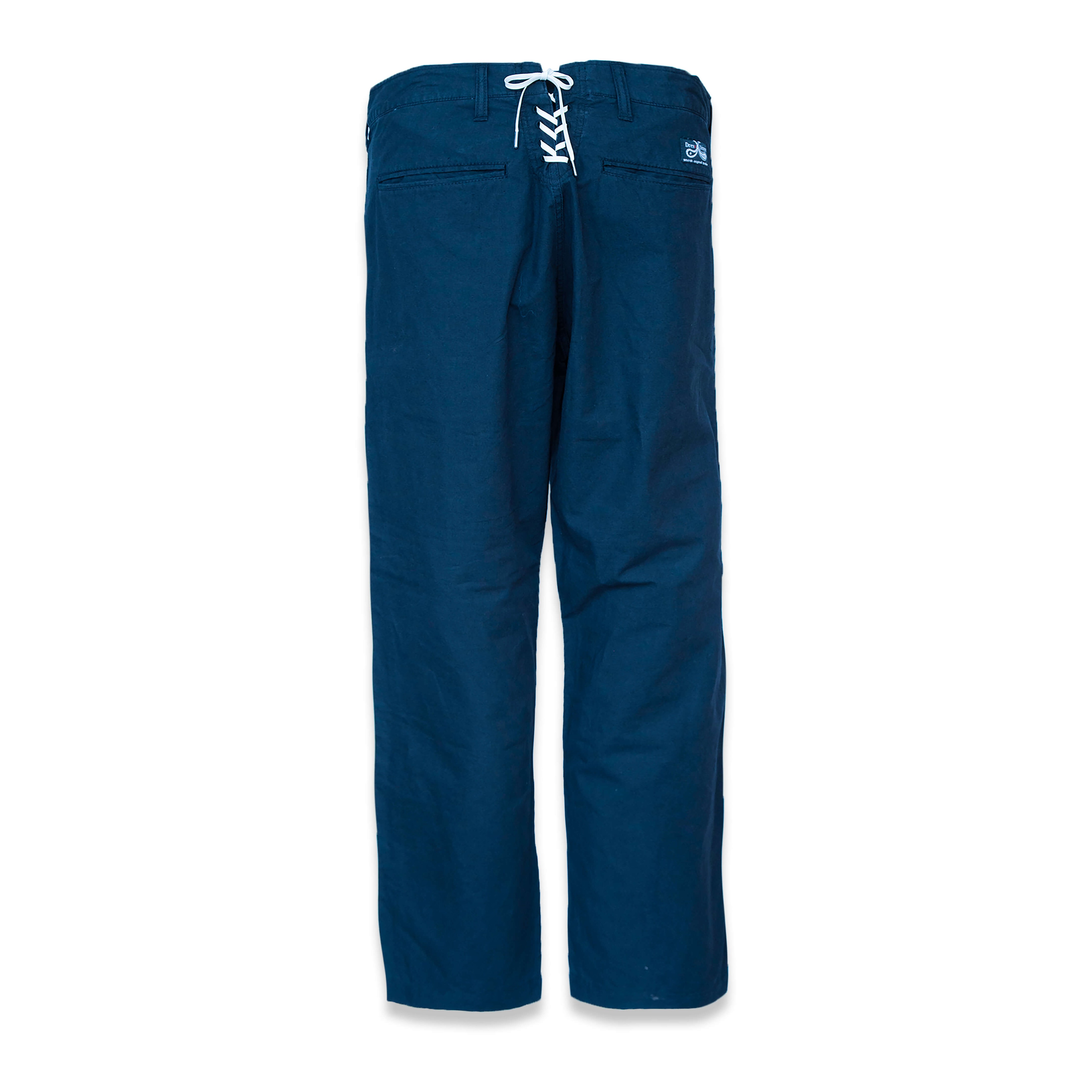 DRESS HIPPY/BACK LACE TROUSERS-LINEN (BLUE)