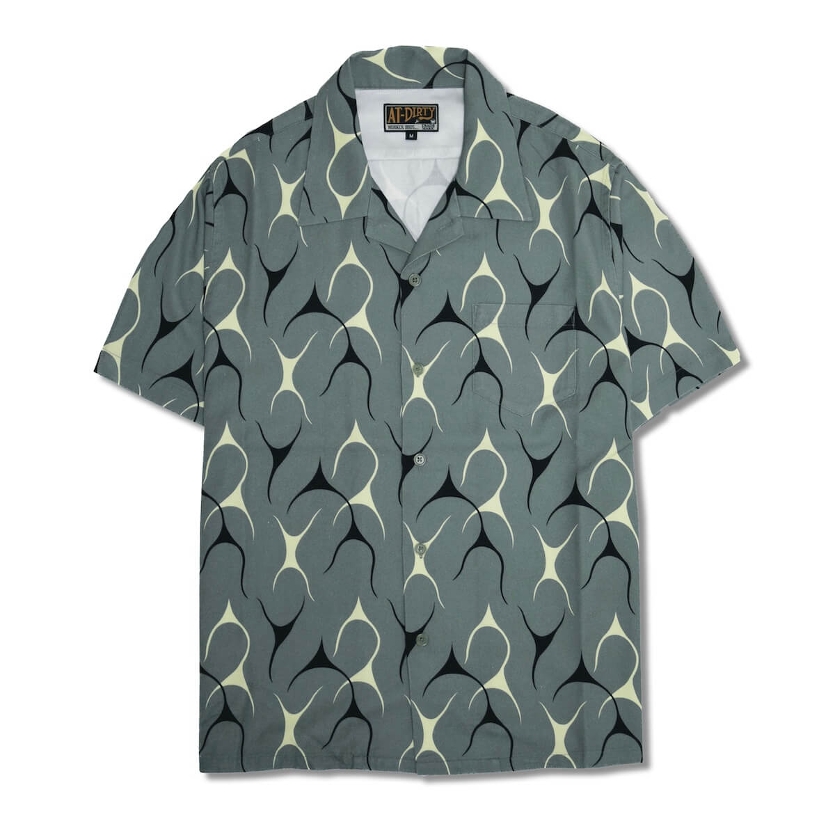 AT-DIRTY/ATD FLAMES S/S SHIRT (BLUE GREEN)