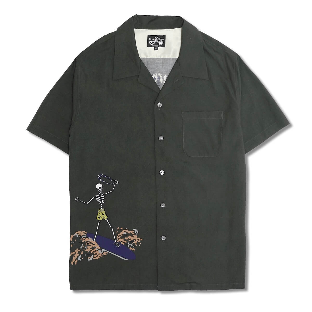 DRESS HIPPY/SKULL SURFER BACK PANEK SHIRT (S.BLACK)