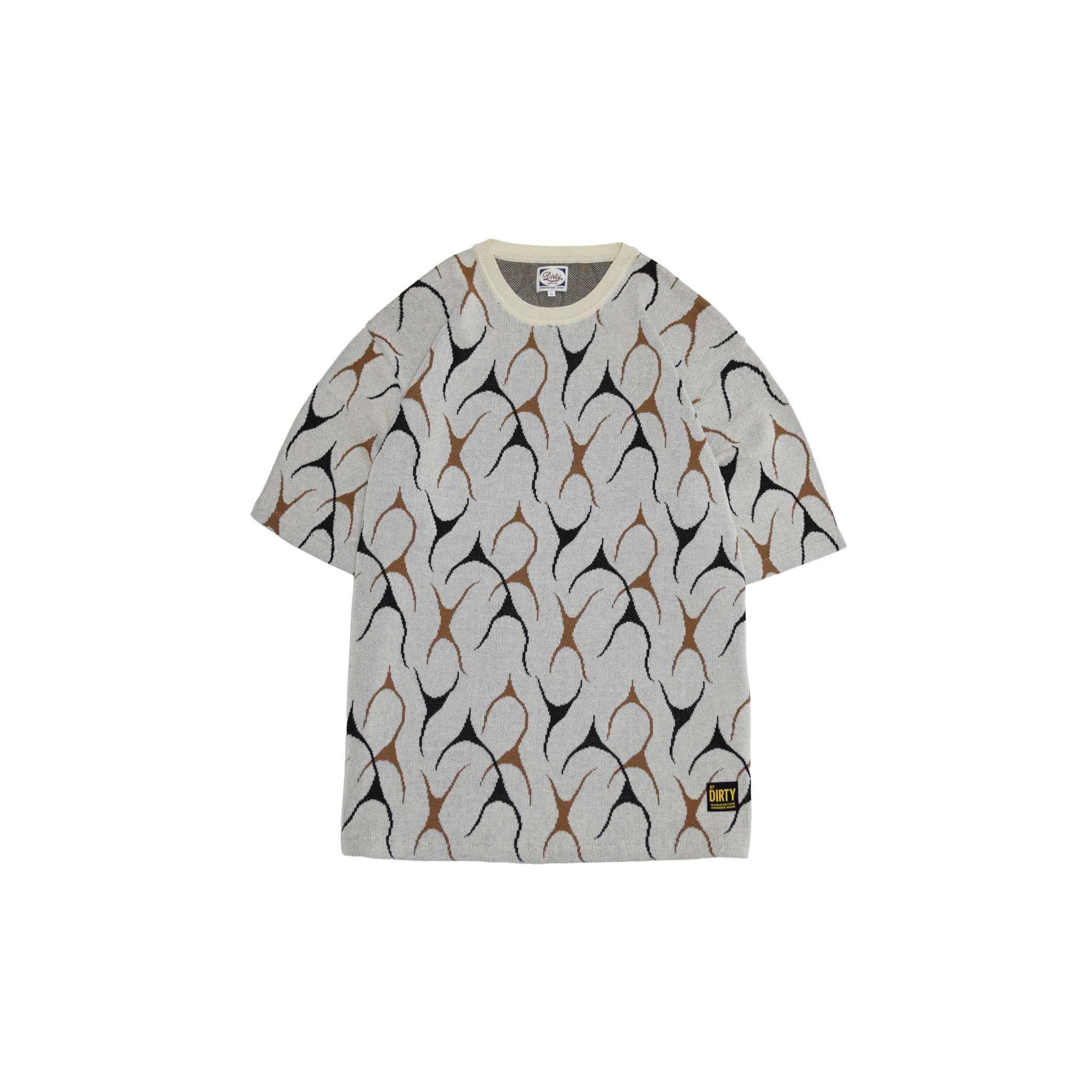 AT-DIRTY/FLAMES JACQUARD S/S TEE (BEIGE)