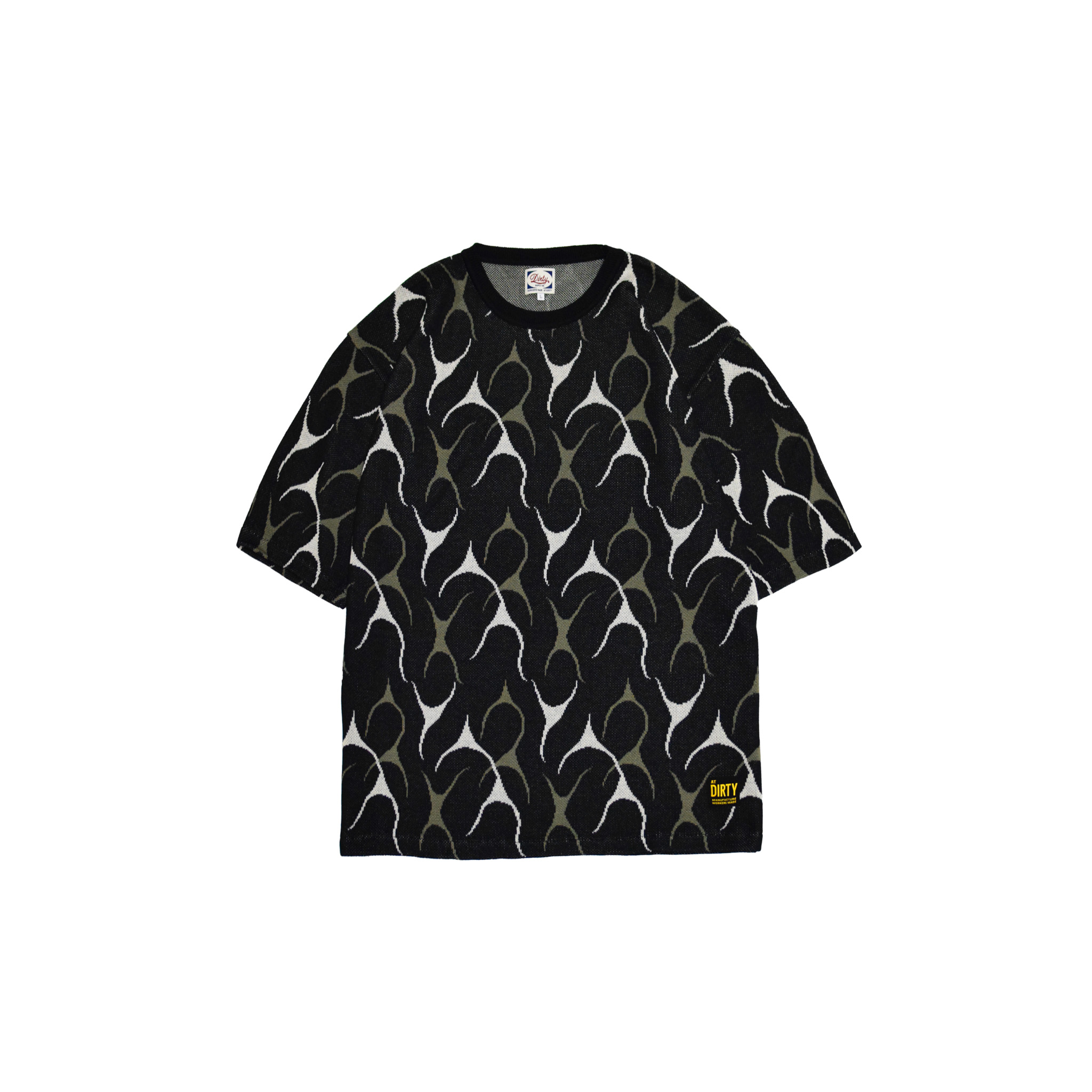AT-DIRTY/FLAMES JACQUARD S/S TEE (BLACK)