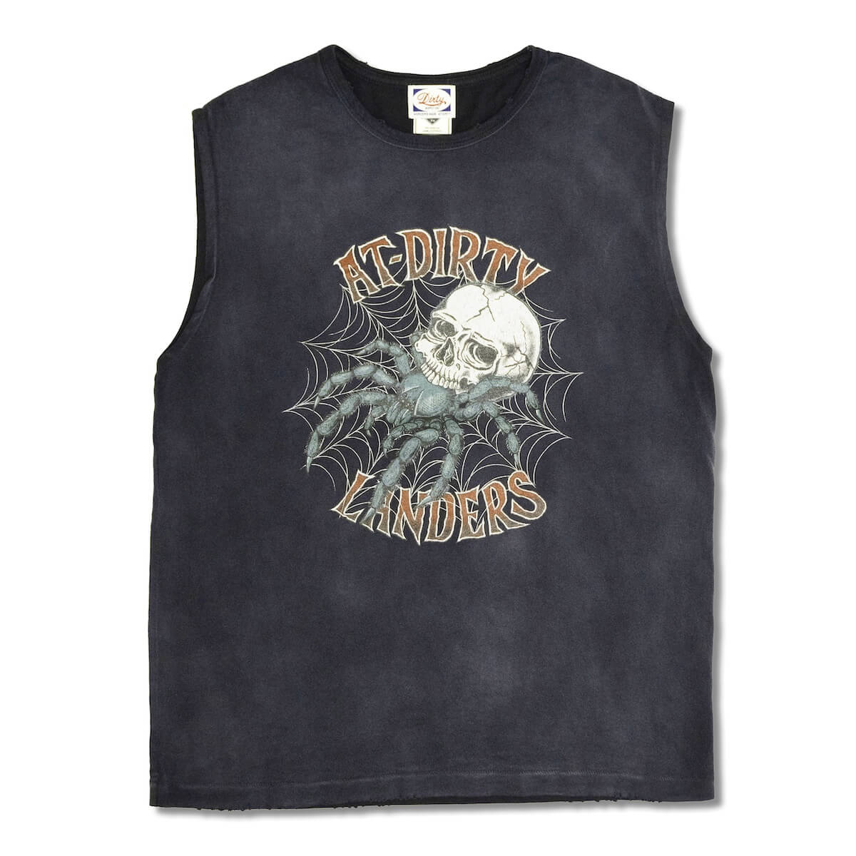 AT-DIRTY/SKULL SPIDER SLEEVELESS (W.BLACK)