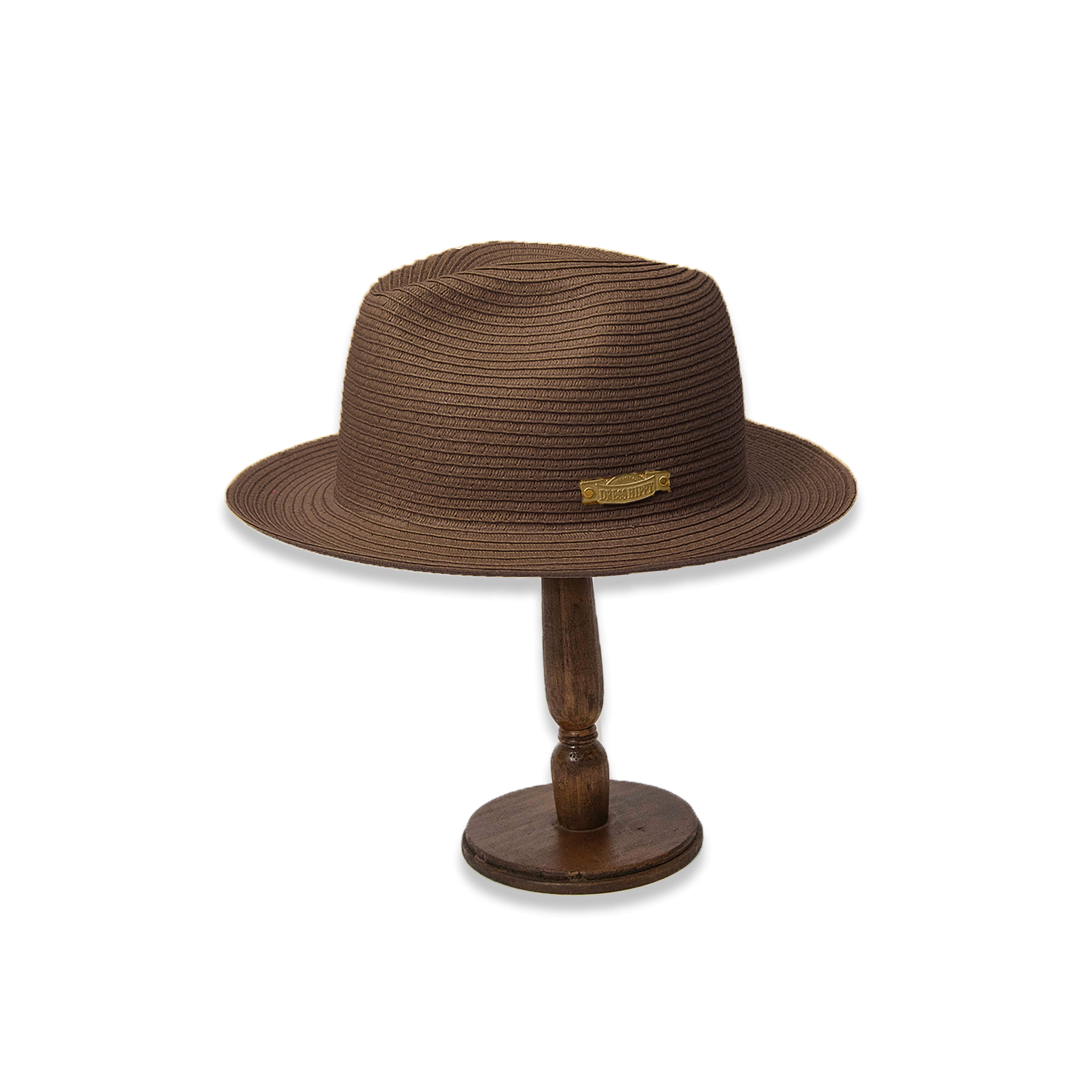 DRESS HIPPY/SUMMER FEDORA SHORT (BROWN)