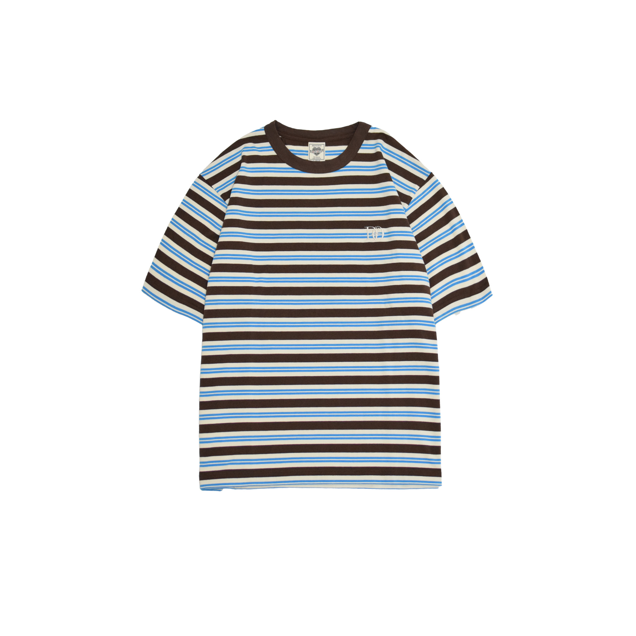 DRESS HIPPY/DH MULTI BORDER S/S TEE (BROWN × BLUE)