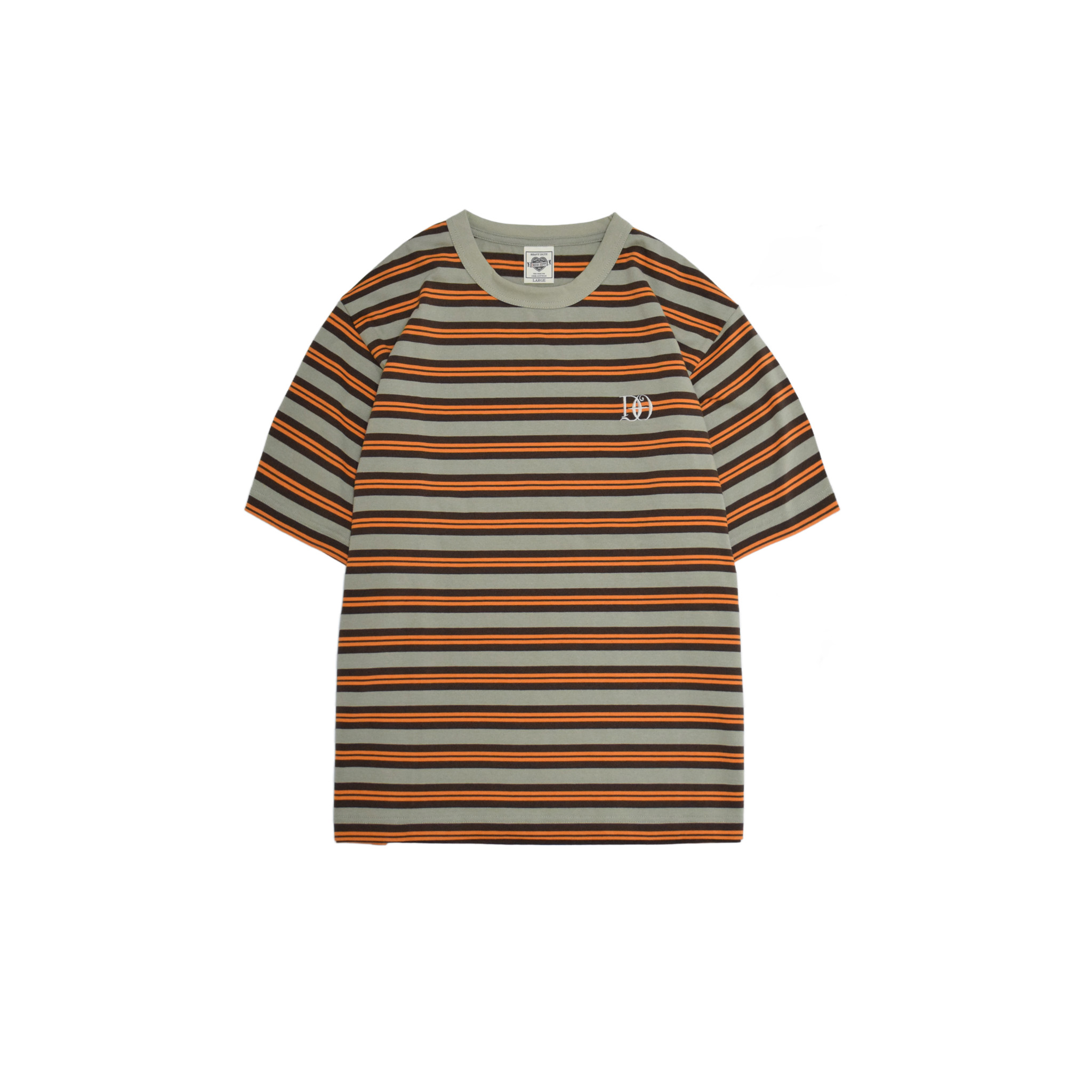 DRESS HIPPY/DH MULTI BORDER S/S TEE (OLIVE × ORANGE)