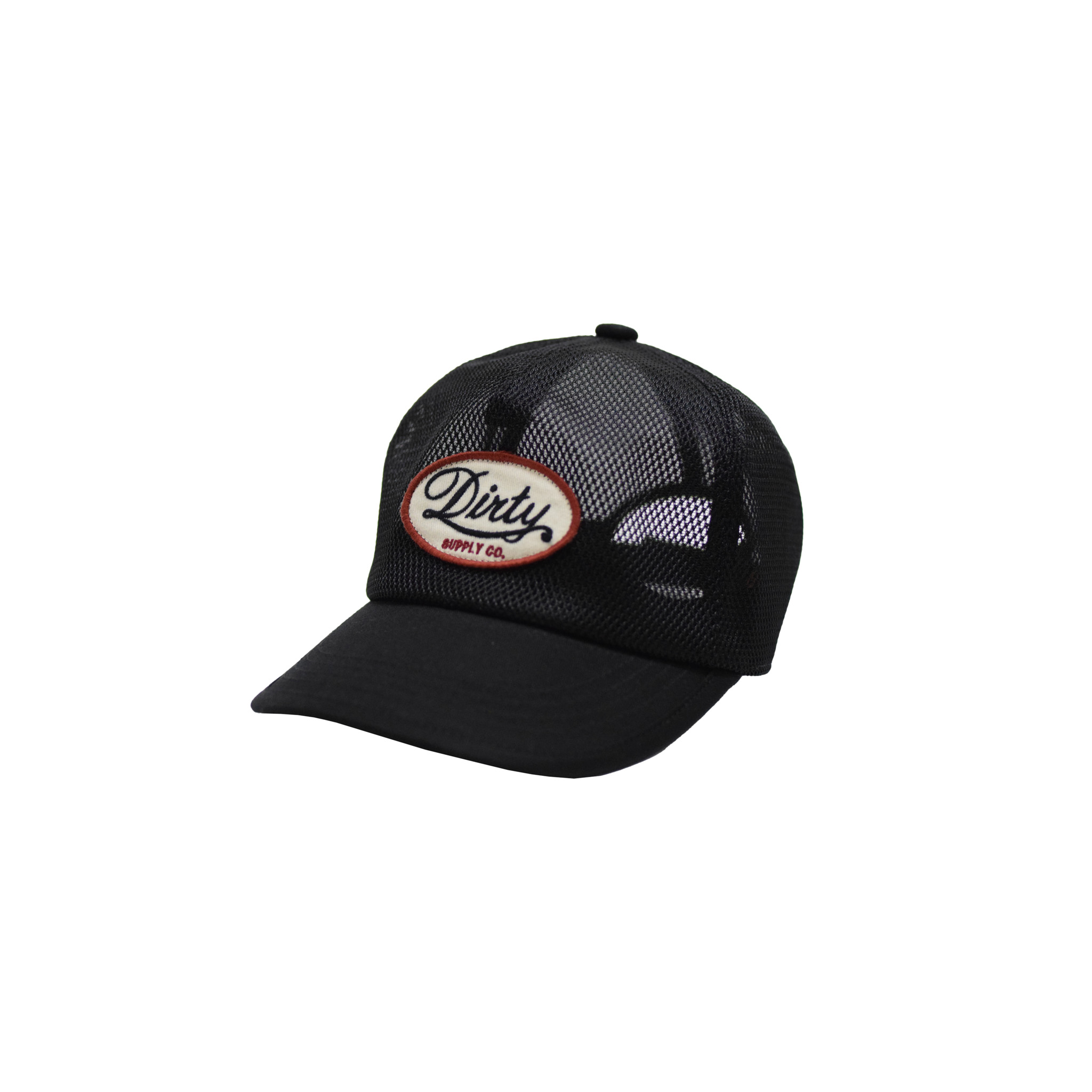 AT-DIRTY/ATD OVAL TRUCKERS CAP -ALL MESH-  (BLACK)