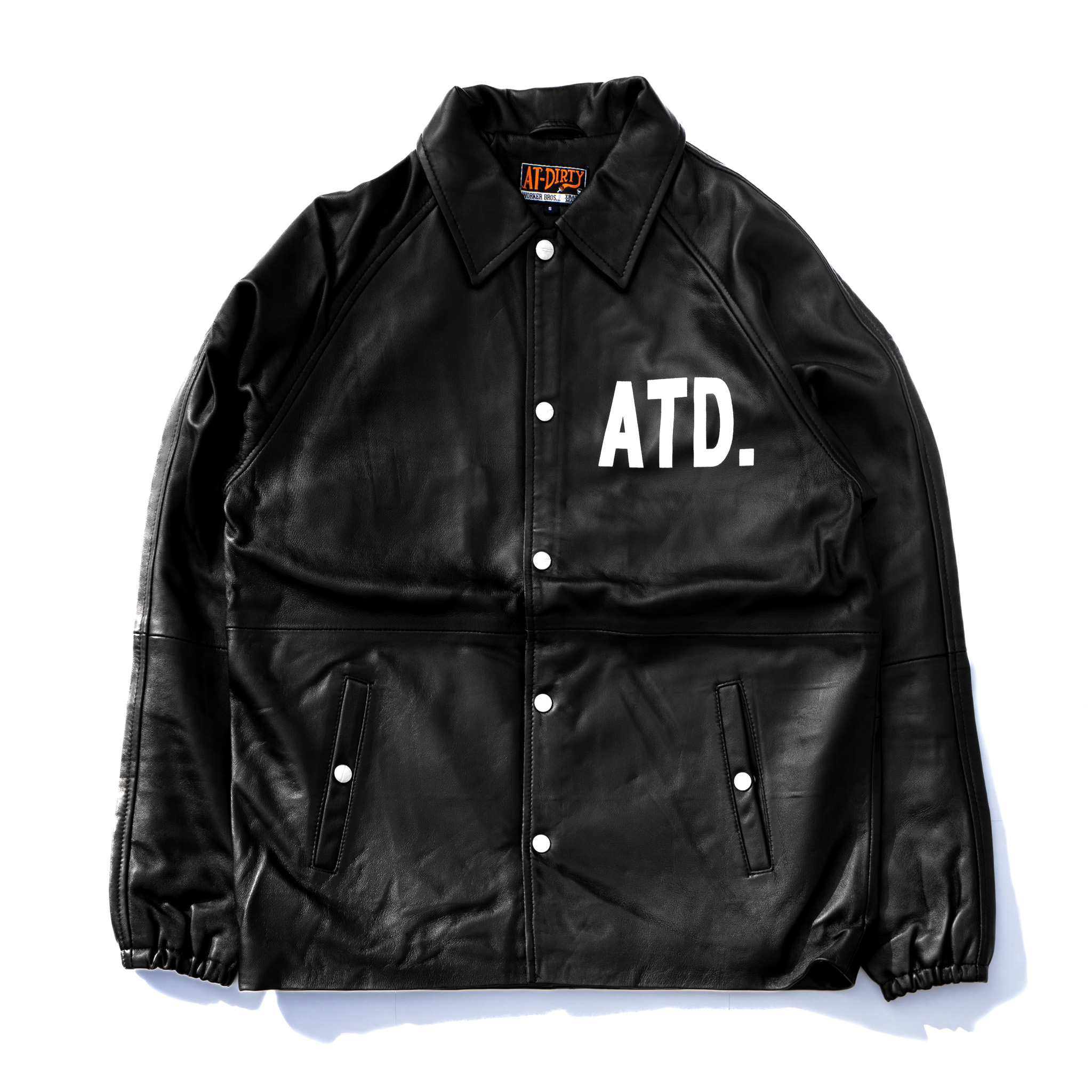 AT-DIRTY/BOLD LEATHER COACH JACKET (BLACK)