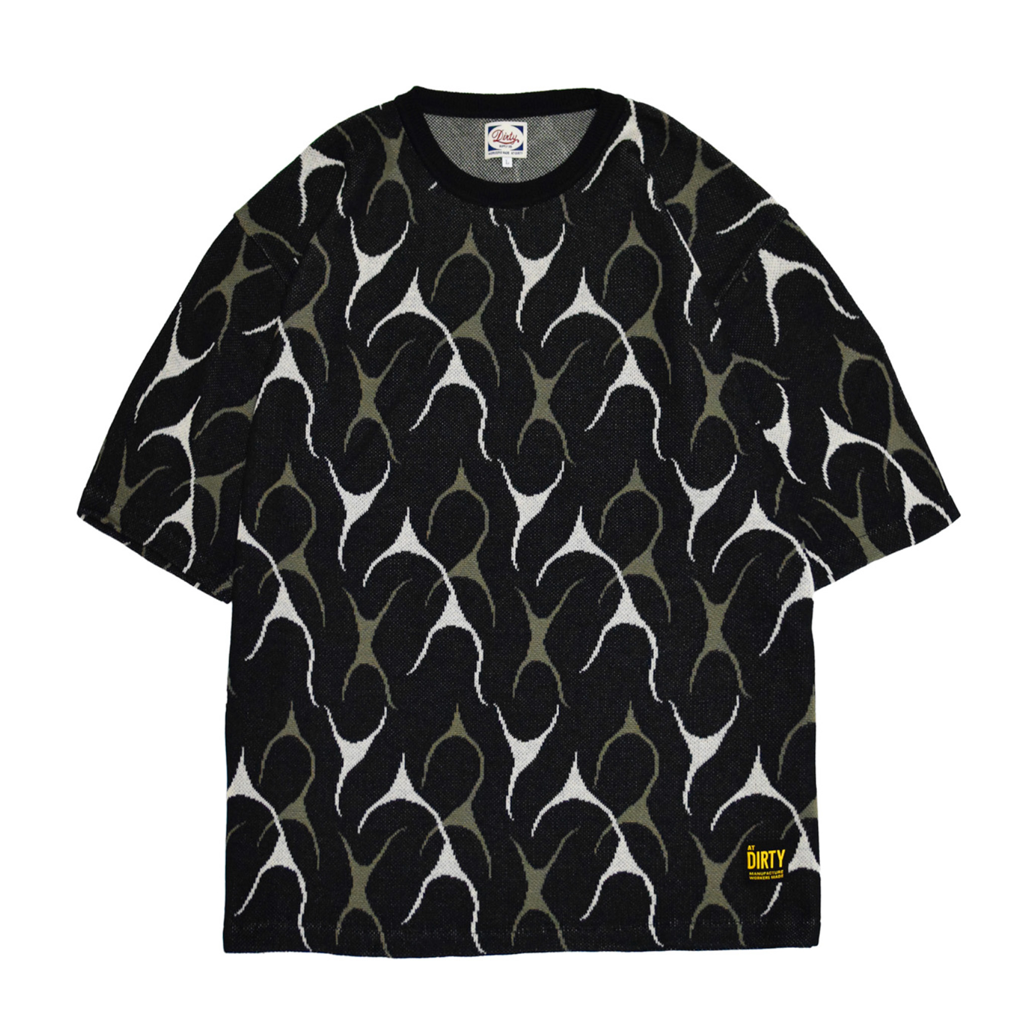 AT-DIRTY/FLAMES JACQUARD S/S TEE (BLACK)
