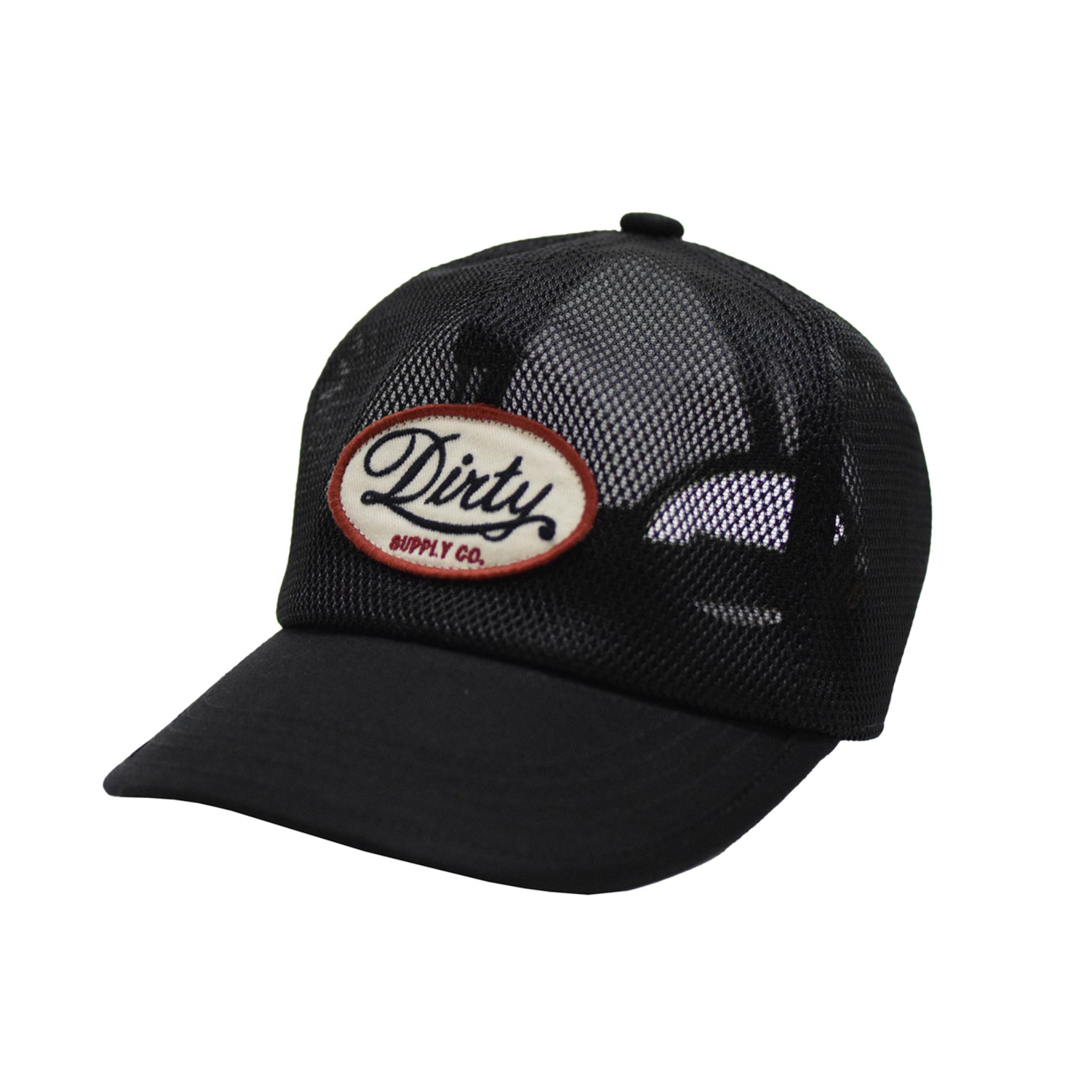 AT-DIRTY/ATD OVAL TRUCKERS CAP -ALL MESH-  (BLACK)