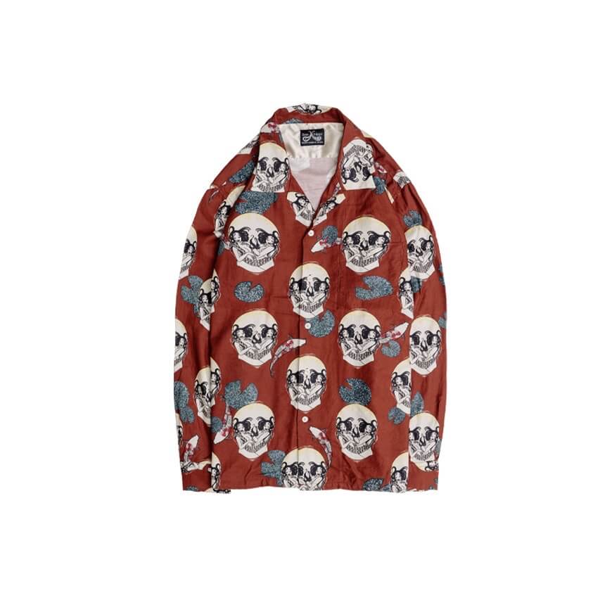 DRESS HIPPY/FACE TWO SKULL L/S SHIRT (RED)