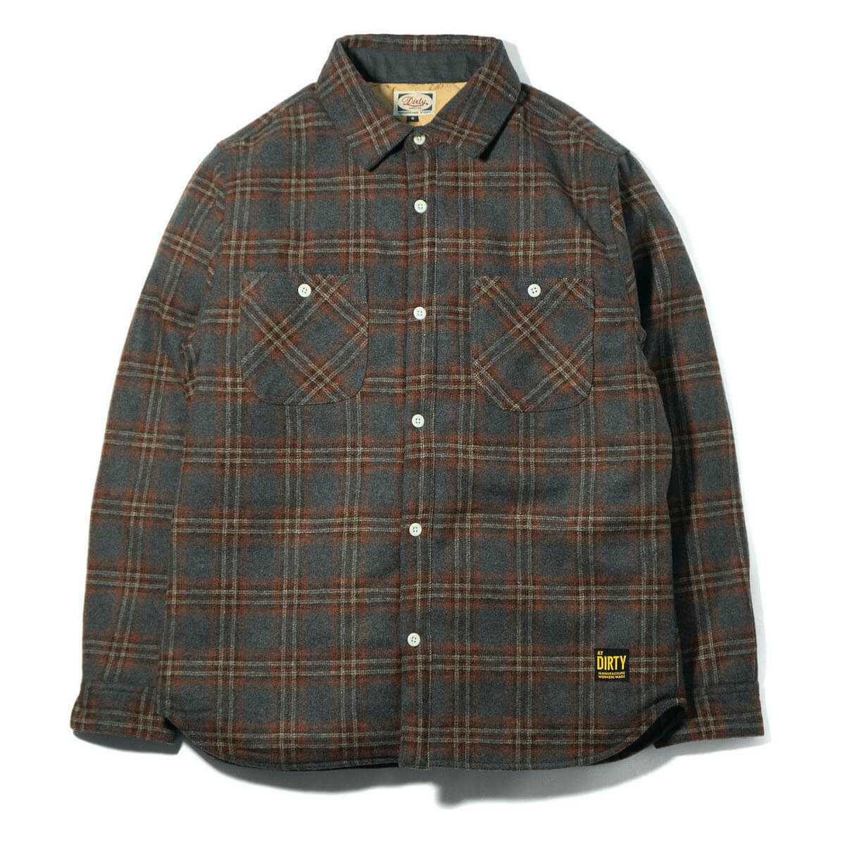 AT-DIRTY/ATD OLD CHECK QUILTING L/S SHIRT (GRAY)