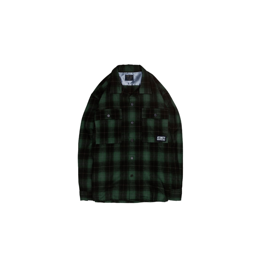 AT-DIRTY/MILDOOR L/S SHIRT -CHECK- (GREEN)