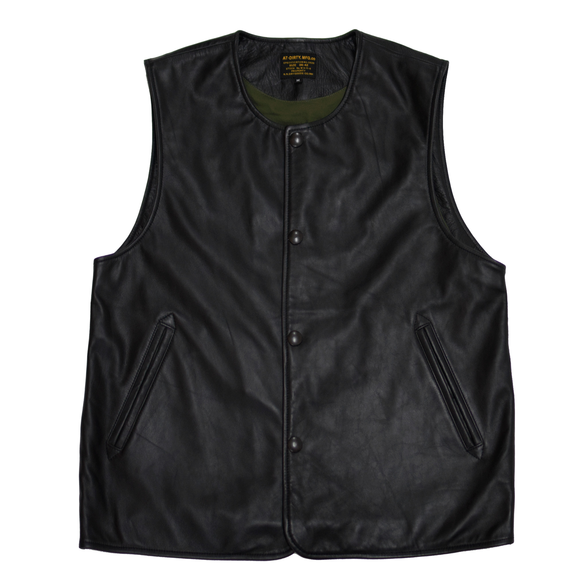 AT-DIRTY/JERKIN LEATHER VEST (BLACK)