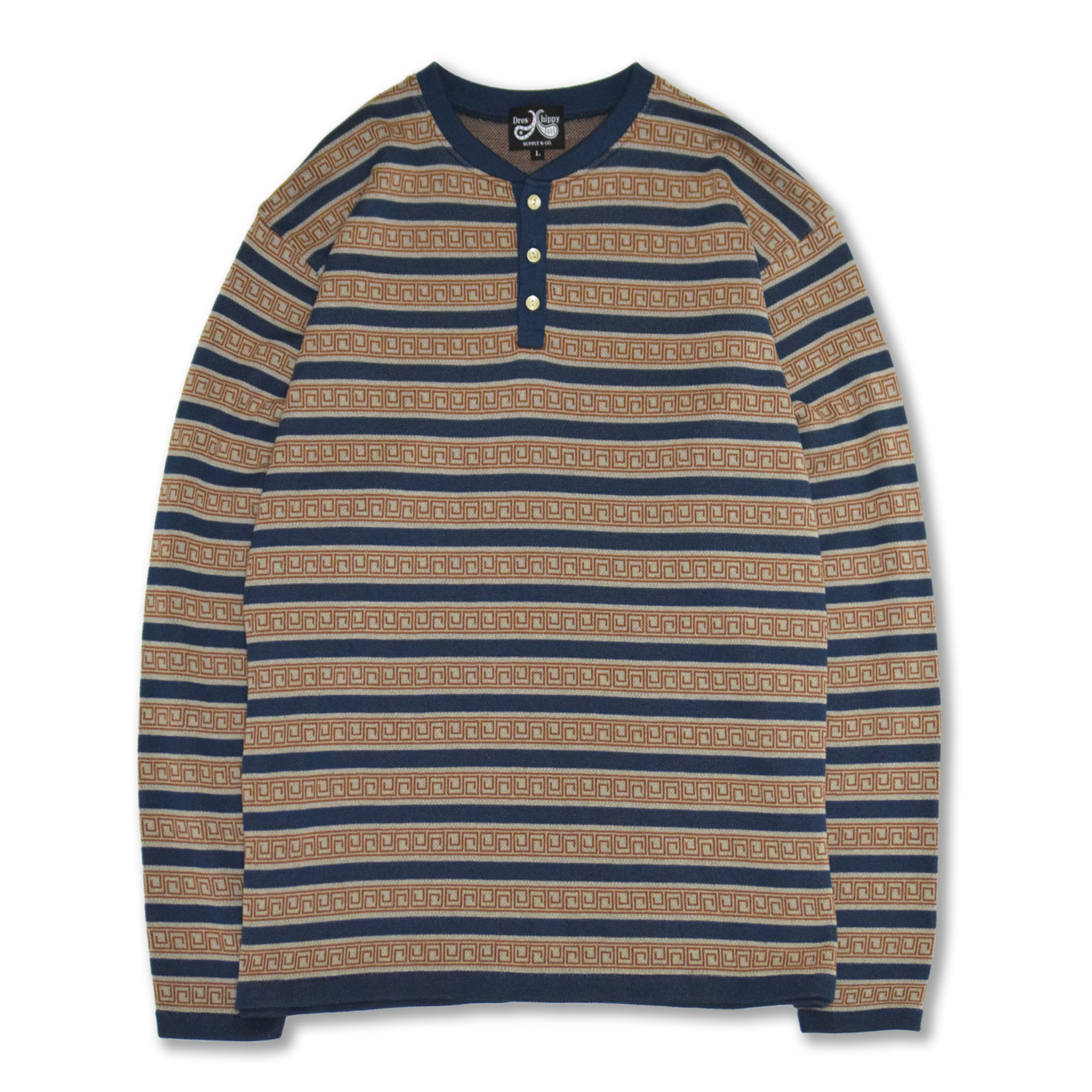 DRESS HIPPY/ORIENTAL BORDER L/S TEE (BLUE)