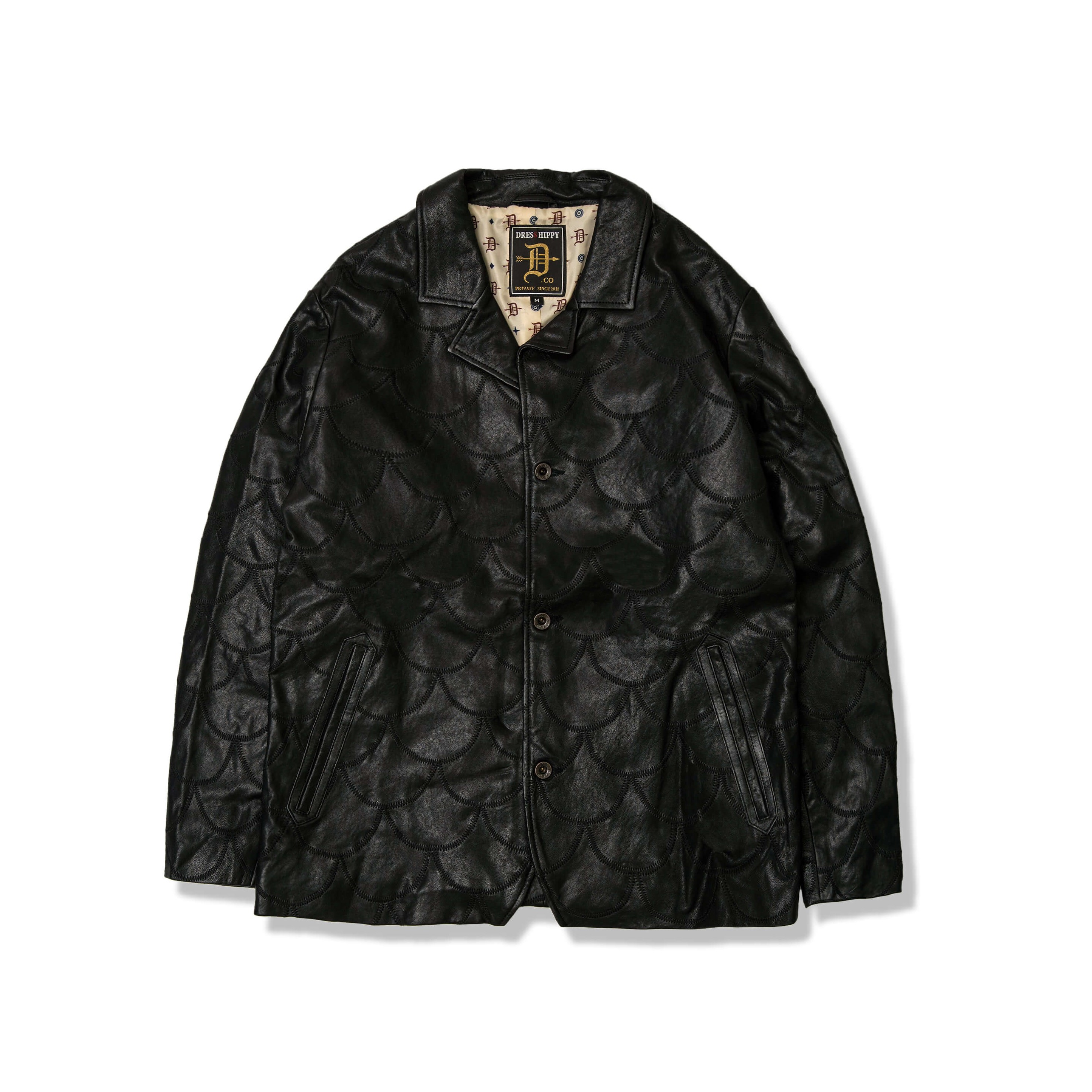 DRESS HIPPY/TOPPER LEATHER JACKET "SECTOR" (BLACK)