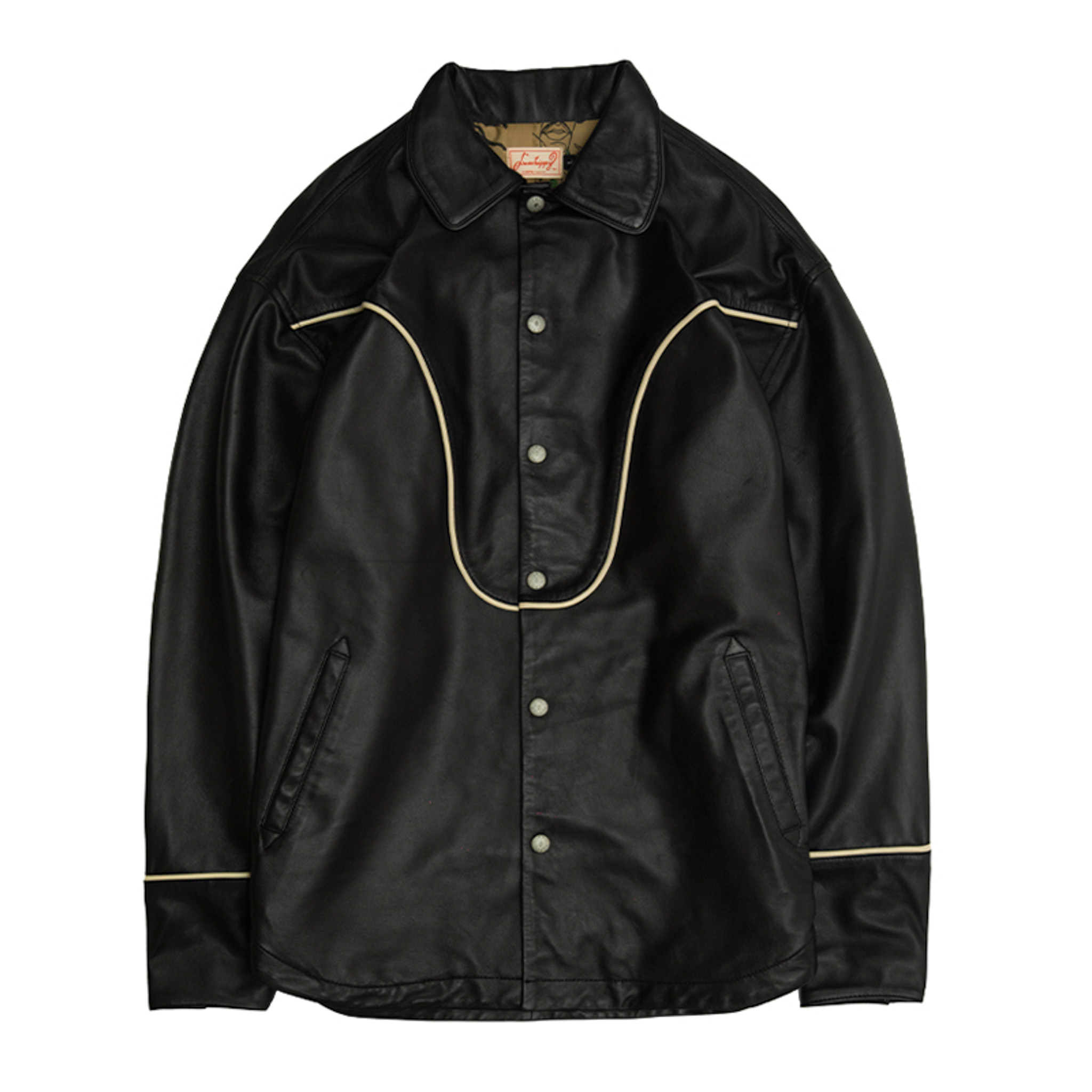 DRESS HIPPY/WOOD STOCK LEATHER JACKET (BLACK×WHITE)