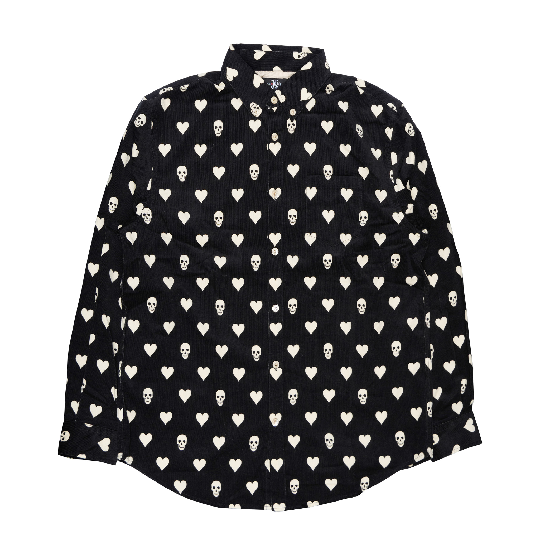 DRESS HIPPY/HEART & SKULL L/S SHIRT (BLACK)
