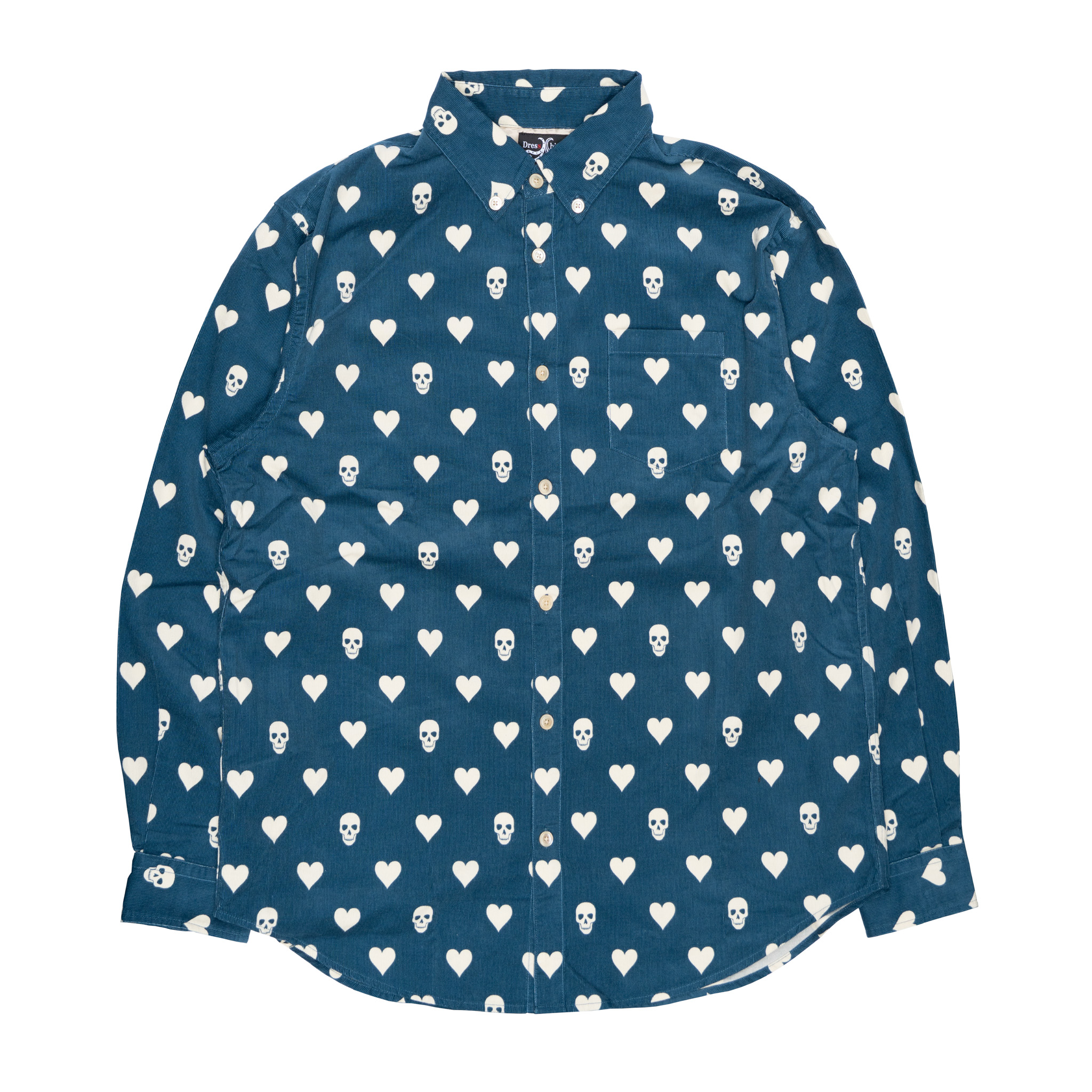 DRESS HIPPY/HEART & SKULL L/S SHIRT (BLACK)
