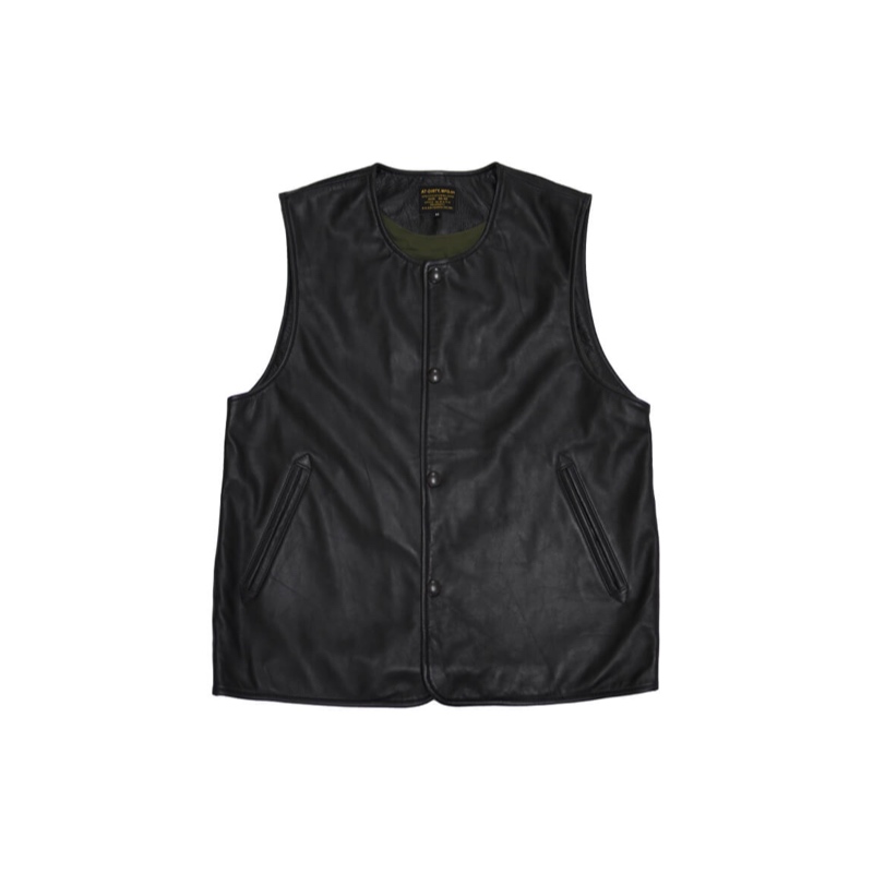 AT-DIRTY/JERKIN LEATHER VEST (BLACK)