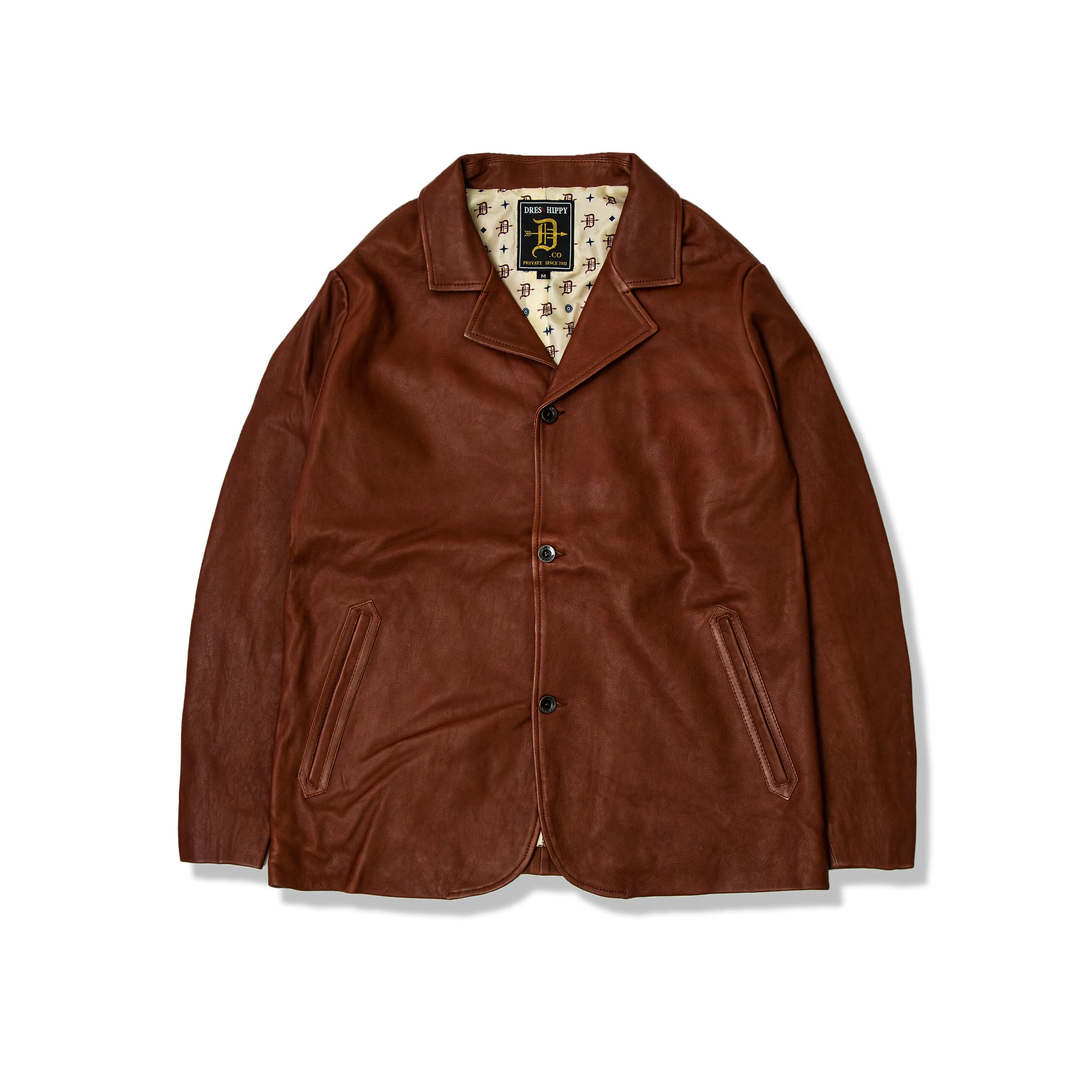 DRESS HIPPY/TOPPER LEATHER JACKET "PLAIN" (R.BROWN)