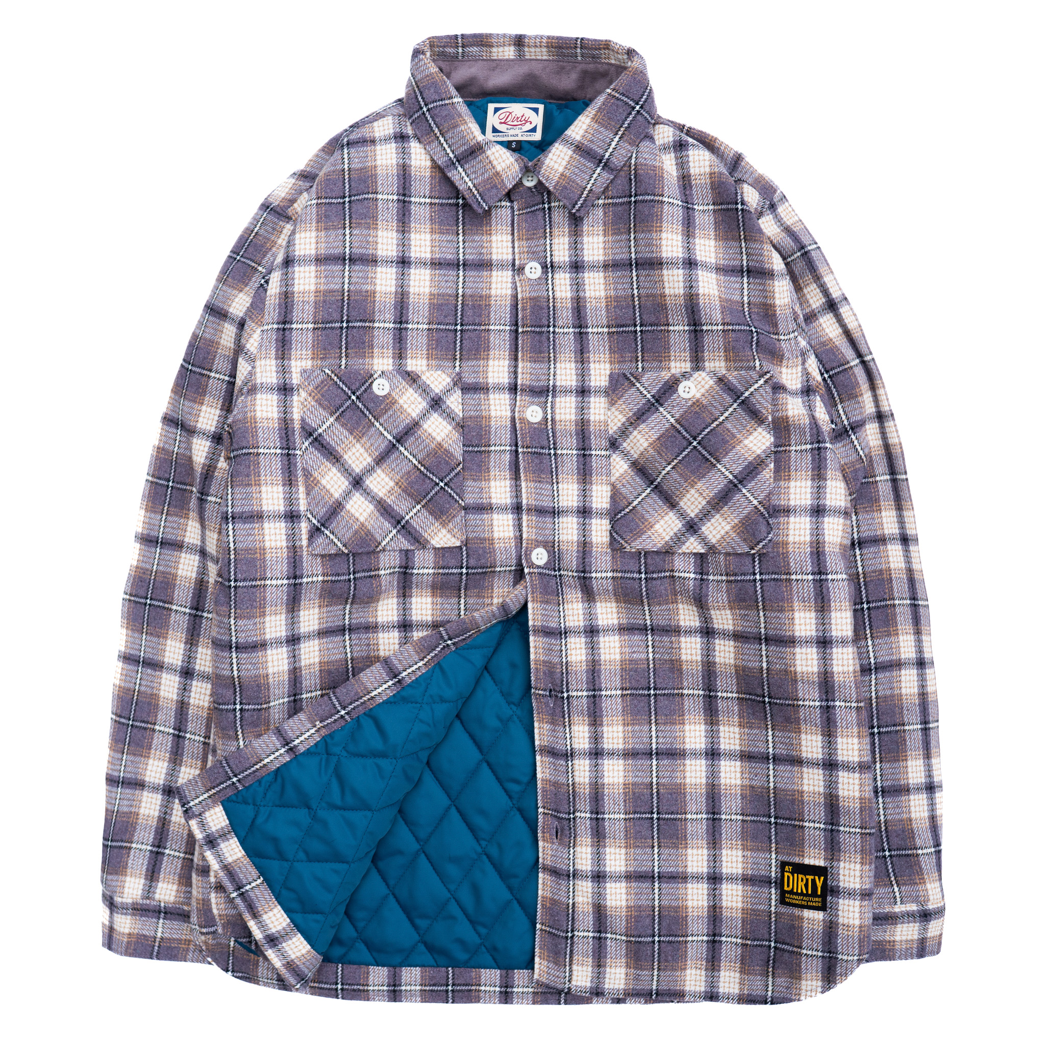 AT-DIRTY/ATD OLD CHECK QUILTING L/S SHIRT (PURPLE)