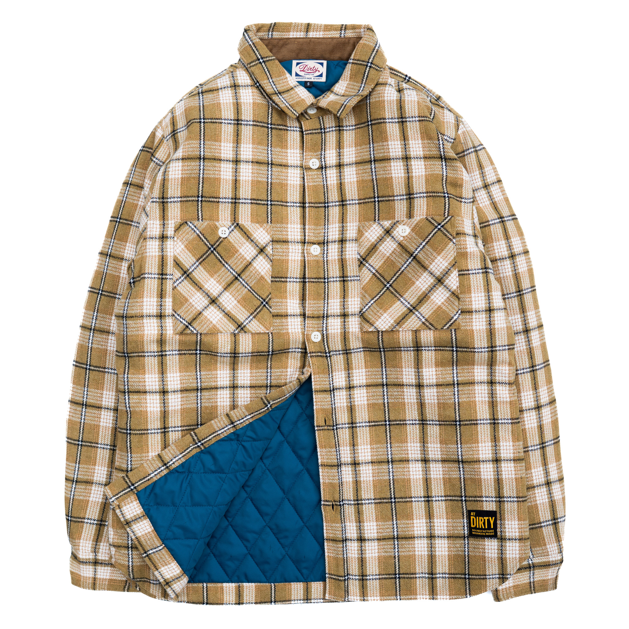 AT-DIRTY/ATD OLD CHECK QUILTING L/S SHIRT (MUSTARD)