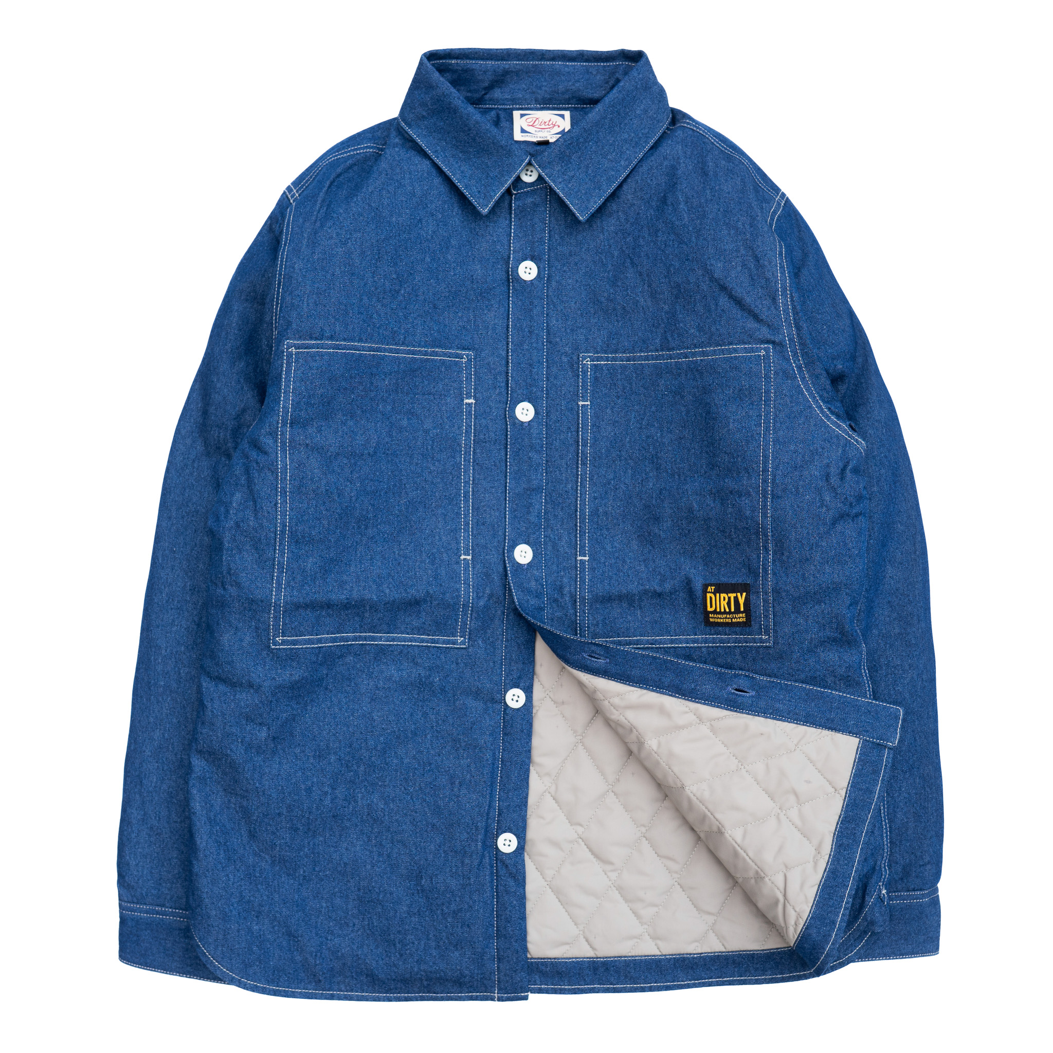 AT-DIRTY/ATD ARMY QUILTING L/S SHIRT (INDIGO)