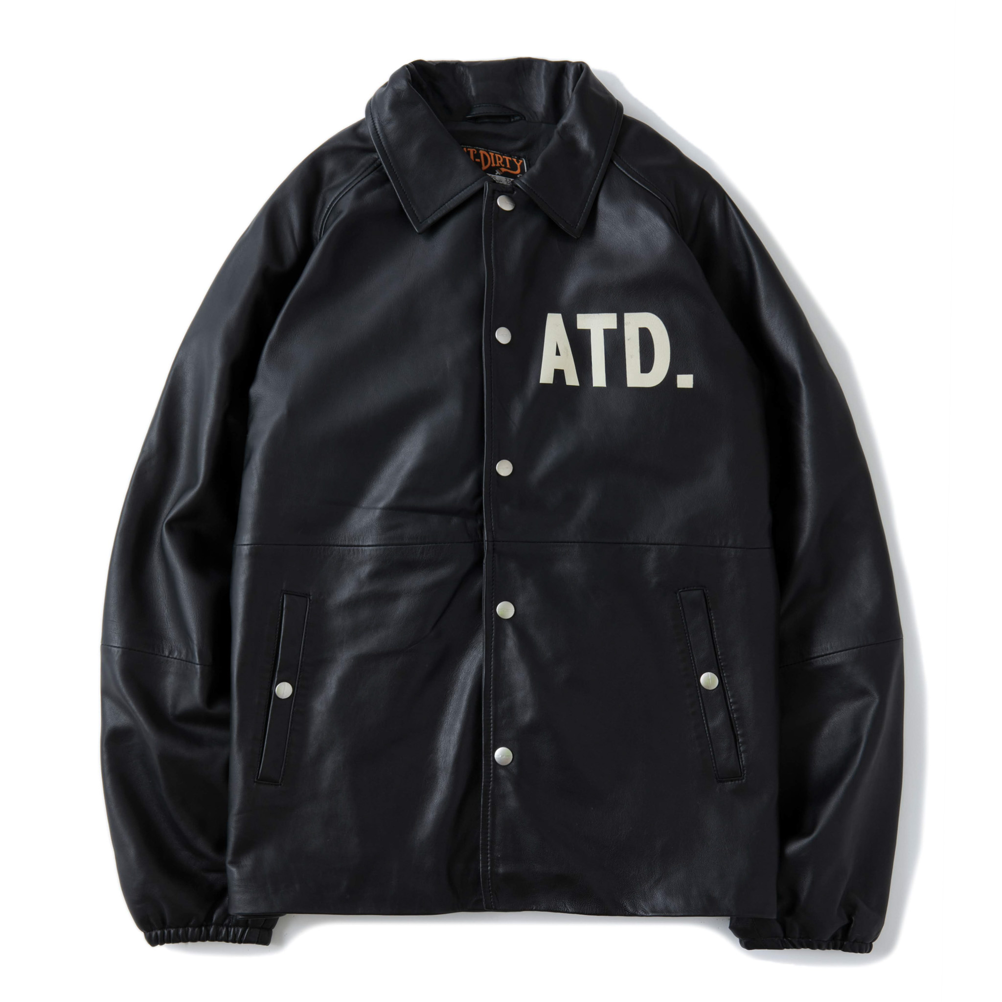AT-DIRTY/BOLD LEATHER COACH JACKET (BLACK)