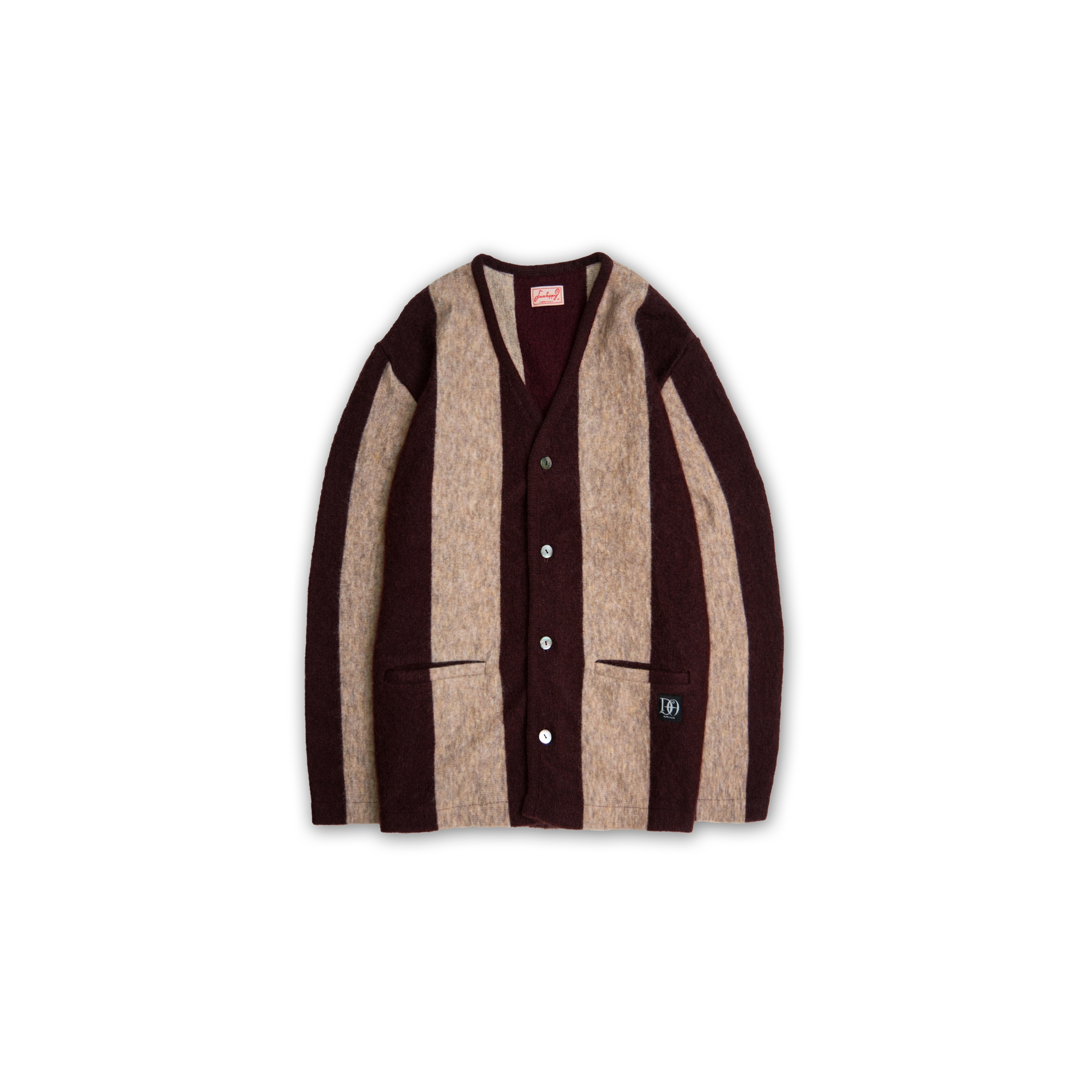 DRESS HIPPY / DH-MOHAIR CARDIGAN(STRIPE) (BURGUNDY×NATURAL)